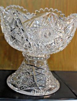 Vintage Antique American Brilliant Period ABP Cut Glass Punch Serving Bowl 10