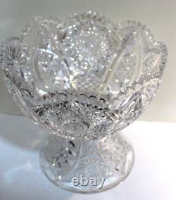 Vintage Antique American Brilliant Period ABP Cut Glass Punch Serving Bowl 10