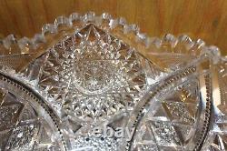 Vintage Antique American Brilliant Period ABP Cut Glass Punch Serving Bowl 10