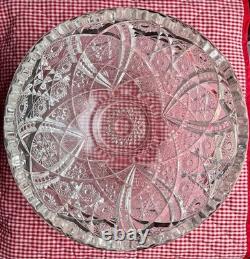 Vintage Antique American Brilliant Period Cut Glass Punch Bowl-Rare Design
