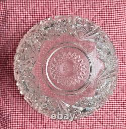 Vintage Antique American Brilliant Period Cut Glass Punch Bowl-Rare Design