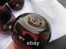 Vintage/Antique Amethyst/Purple Hand Blown Punch Bowl 12 Cups Ladle Muddler