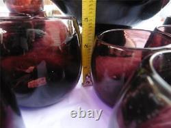 Vintage/Antique Amethyst/Purple Hand Blown Punch Bowl 12 Cups Ladle Muddler