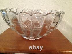 Vintage Antique Cambridge Glass Cascade Pattern Punch Bowl Set 12 Cups & Tray