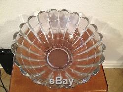 Vintage Antique Cambridge Glass Spider Web Pattern Punch Bowl Set 12 Cups & Tray