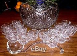 Vintage/Antique Deep Cut Glass Punch Bowl Set Complete With16 Matching Cups+ Ladle
