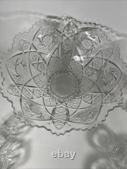 Vintage Antique Imperial Whirling Star Glass Punch Bowl Set, 12 Cups, With Ladle