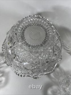 Vintage Antique Imperial Whirling Star Glass Punch Bowl Set, 12 Cups, With Ladle
