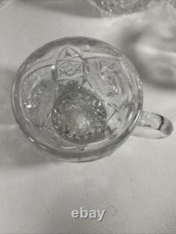Vintage Antique Imperial Whirling Star Glass Punch Bowl Set, 12 Cups, With Ladle