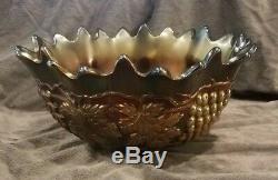 Vintage Antique Northwood Grape and Cable Carnival Glass Punch Bowl