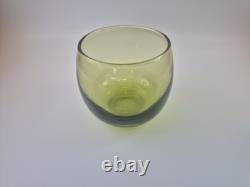 Vintage Avacado Green MCM 48 Piece Hand Blown Glass Punch Bowl And Cup Set