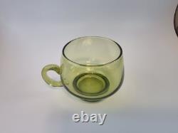 Vintage Avacado Green MCM 48 Piece Hand Blown Glass Punch Bowl And Cup Set