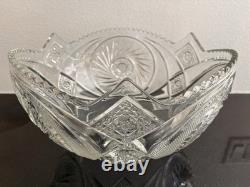 Vintage Aztec Pinwheel by L E Smith Glass Punch Bowl with Sawtooth Edge 13w x 8h Vintage Aztec Pinwheel by L E Smith Glass Punch Bowl with Sawtooth Edge 13w x 8h