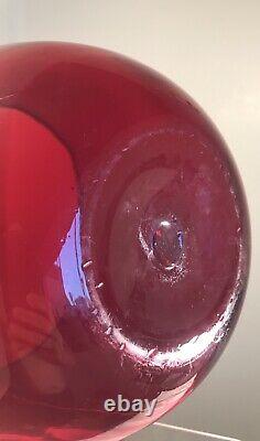 Vintage Blenko Glass Punch Bowl 377l Cups Set 11 Pcs Ruby Red Winslow Anderson