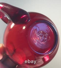 Vintage Blenko Glass Punch Bowl 377l Cups Set 11 Pcs Ruby Red Winslow Anderson