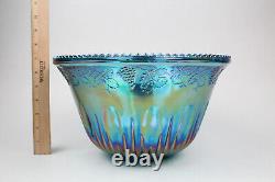 Vintage Blue Carnival Glass Princess Punch Bowl Set Indiana Glass Iridescent