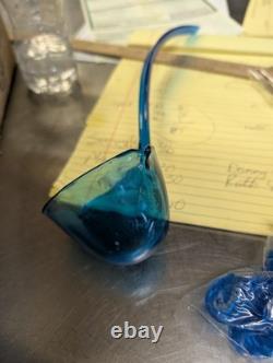 Vintage Blue Carnival Glass Princess Punch Bowl Set Indiana Glass Iridescent