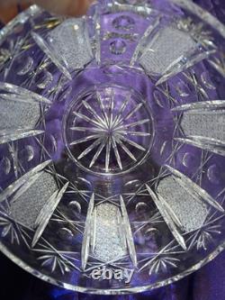 Vintage Bohemia Cut Crystal Punch Bowl with Lid Decorative Centerpiece Hand Cut