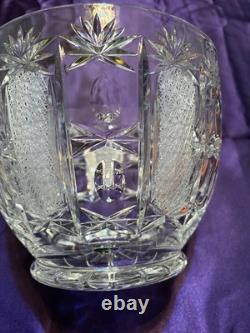 Vintage Bohemia Cut Crystal Punch Bowl with Lid Decorative Centerpiece Hand Cut