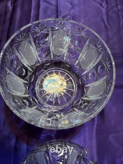 Vintage Bohemia Cut Crystal Punch Bowl with Lid Decorative Centerpiece Hand Cut