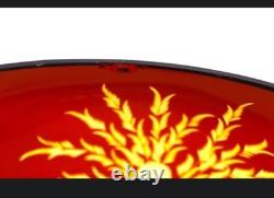 Vintage Bohemia Czech Amber Gold Etched Wildlife Punch Bowl Set Lid Ladle Cut To