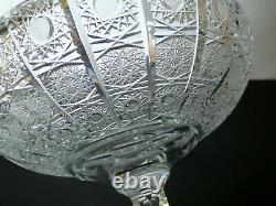 Vintage Bohemian Czech Crystal Pedestal Punch Centerpiece Bowl Queen Lace Cut