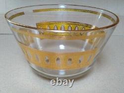 Vintage CULVER GLASSWARE LTD Antigua Punch Bowl Set 22k Gold Accents