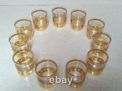 Vintage CULVER GLASSWARE LTD Antigua Punch Bowl Set 22k Gold Accents