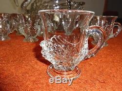 Vintage Cambridge Glass 13 Pc. Swan Punch Bowl & Cups Set