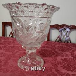 Vintage Cambridge Wild Rose Pattern Punch Bowl With Pedestal