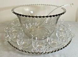Vintage Candlewick Punch Bowl Set, Bowl, 12 Cups, Ladel, Under-tray Elegant Nr