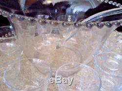 Vintage Candlewick Punch Bowl Underplate Ladle and 12 Cups JS