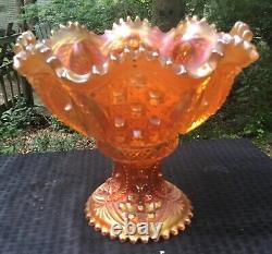 Vintage Carnival Beautiful Marigold Northwood Memphis Punch Bowl And Base