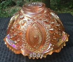 Vintage Carnival Beautiful Marigold Northwood Memphis Punch Bowl And Base