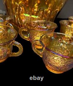 Vintage Carnival Glass Punch Bowl And 12 Cups No Matching Ladle