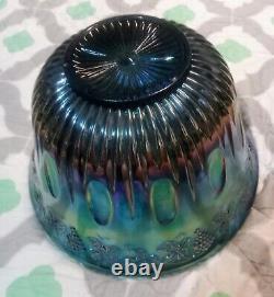 Vintage Carnival Glass Punch Bowl With 12 Cups