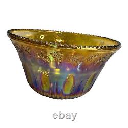Vintage Carnival Indiana Glass Punch Bowl and 12 Iridescent Cups MCM
