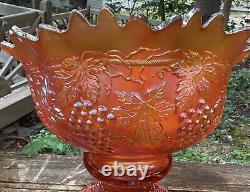 Vintage Carnival Magnificent Grape & Cable Master Punch Bowl & Cups Super Color