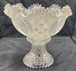 Vintage Carnival Magnificent Northwood White Memphis Punch Bowl & Base Color