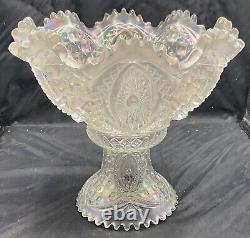 Vintage Carnival Magnificent Northwood White Memphis Punch Bowl & Base Color