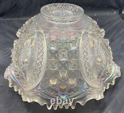 Vintage Carnival Magnificent Northwood White Memphis Punch Bowl & Base Color