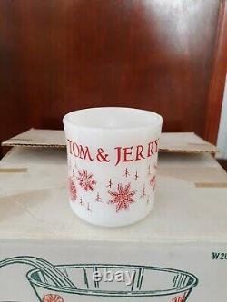 Vintage Christmas Mid-century Anchor Hocking Glass Tom & Jerry Punch Bowl set