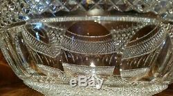 Vintage Clear Cut Lead Crystal thumbprint Centerpiece punch bowl Large