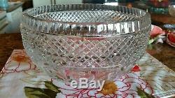 Vintage Clear Cut Lead Crystal thumbprint Centerpiece punch bowl Large