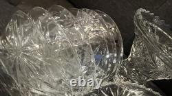 Vintage Clear Glass Punch Bowl Set with 12 Cups, Ladle & Base Starburst Design