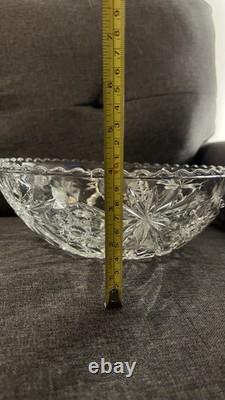 Vintage Clear Glass Punch Bowl Set with 12 Cups, Ladle & Base Starburst Design