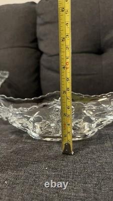Vintage Clear Glass Punch Bowl Set with 12 Cups, Ladle & Base Starburst Design