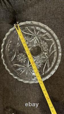 Vintage Clear Glass Punch Bowl Set with 12 Cups, Ladle & Base Starburst Design