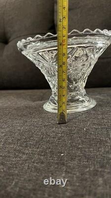 Vintage Clear Glass Punch Bowl Set with 12 Cups, Ladle & Base Starburst Design