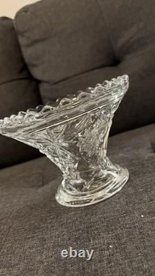 Vintage Clear Glass Punch Bowl Set with 12 Cups, Ladle & Base Starburst Design